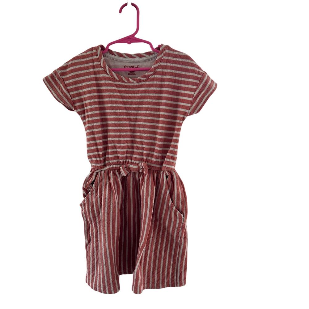 Cat & Jack Girls' Orange Striped Dress - Size Small